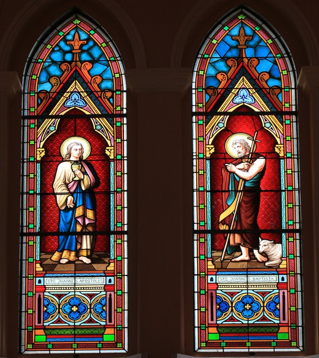 Catholic stained glass window from a church. Wall Mural • Pixers® • We