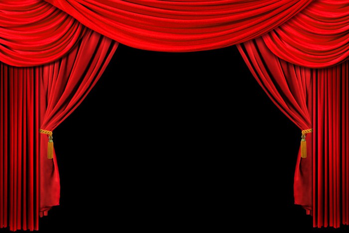 Sticker Lumineux Rouge scène Théâtre rideau drapé sur fond noir ... Sticker Lumineux Rouge scène Théâtre rideau drapé sur fond noir ...