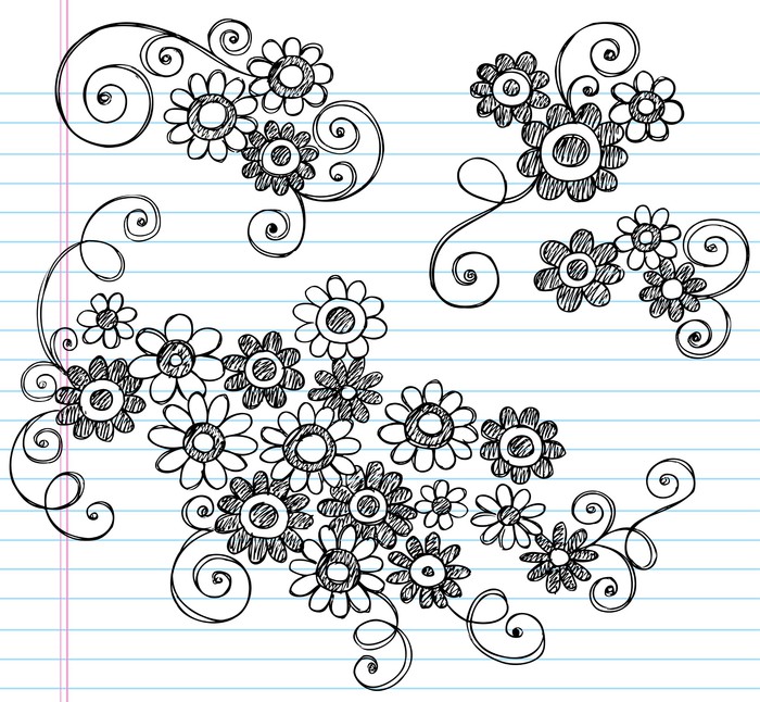 Fotomural Flores Doodles Sketchy Notebook Vector • Pixers® - Vivimos ...