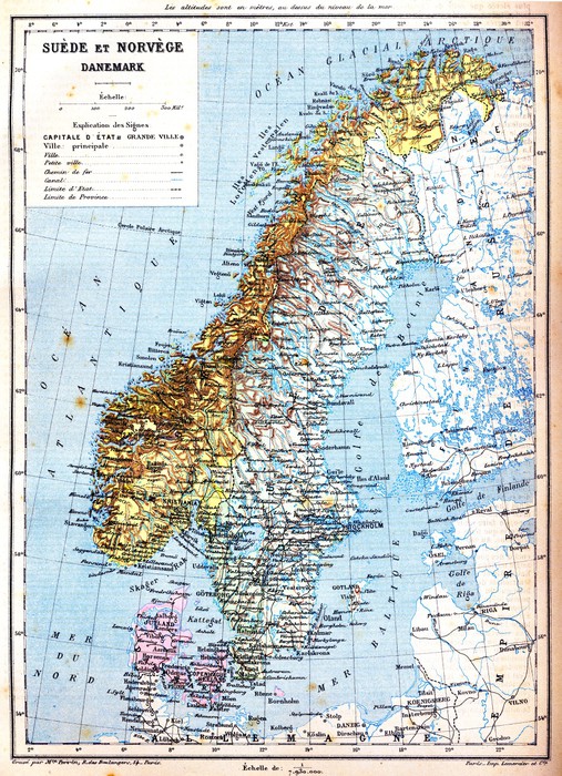 Juliste Ruotsin, Norjan ja Tanskan kartta 