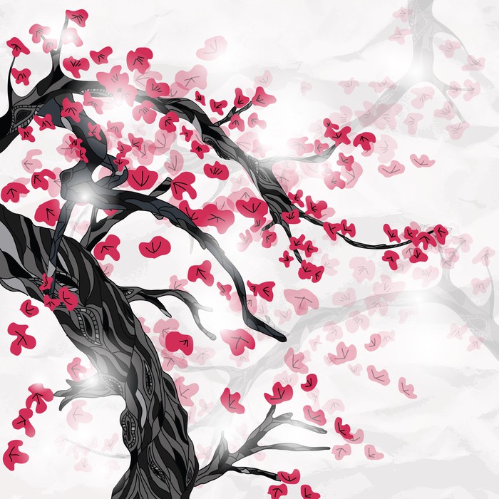 Poster Fleur de cerisier au printemps ispired par la peinture