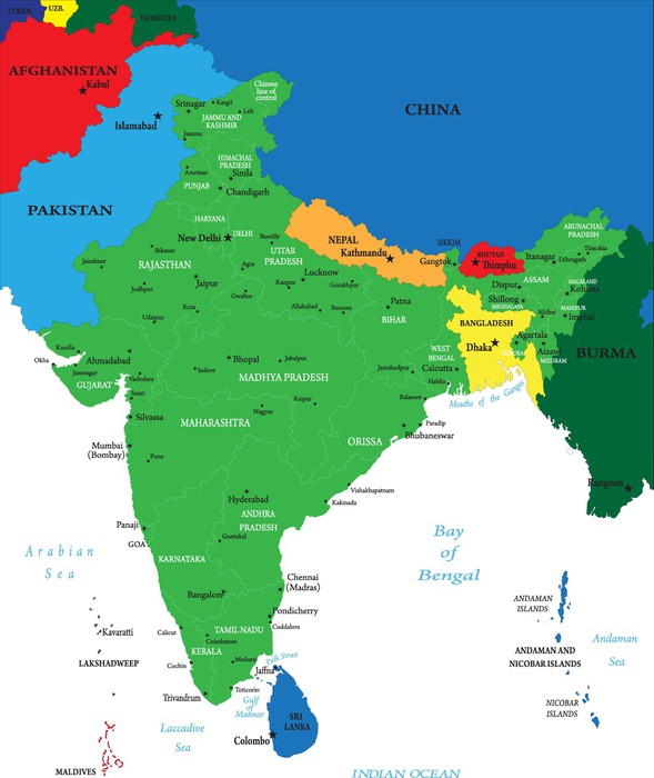 indie mapa Obraz na plátně Indie mapa • Pixers® • Žijeme pro změnu indie mapa