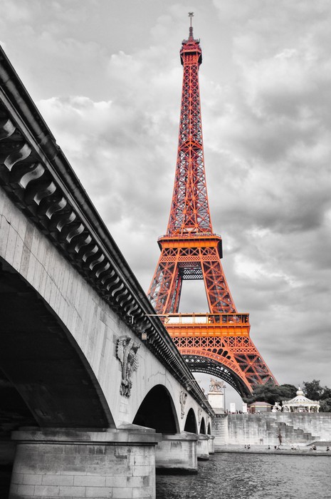 wallpaper eiffel vintage tower blanco negro rojo â€¢ Eiffel Fotomural Torre y y Pixers