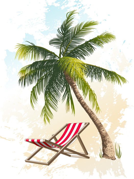 Fototapete Palme und Liegestuhl • Pixers® - Wir leben, um zu verändern