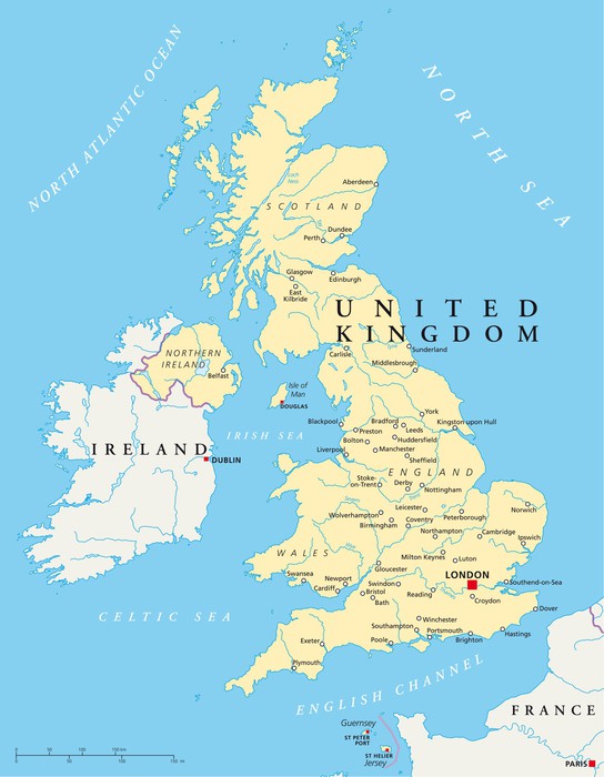 Nálepka Pixerstick Velká Británie, Mapa (Velká Británie, mapa) • Pixers