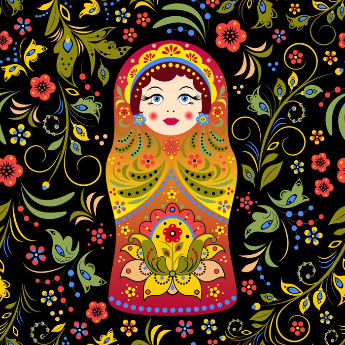 Poupée russe vintage, fantaisie, porcelaine et tissu - Canada