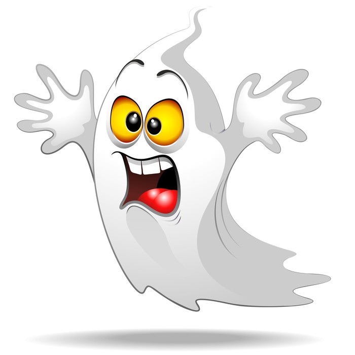 Scared Ghost Funny Halloween Cartoon Fantasma Spavento-Vector Wall ...