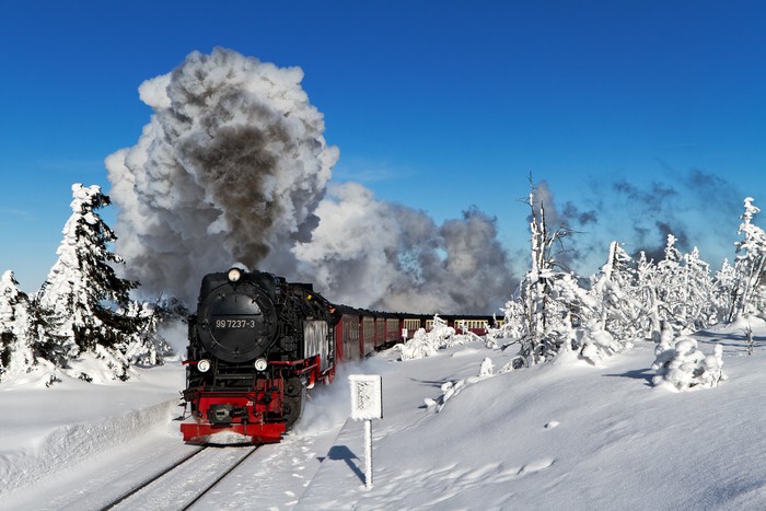 Fototapete Harz Brockenbahn mit Dampflok 99 72373