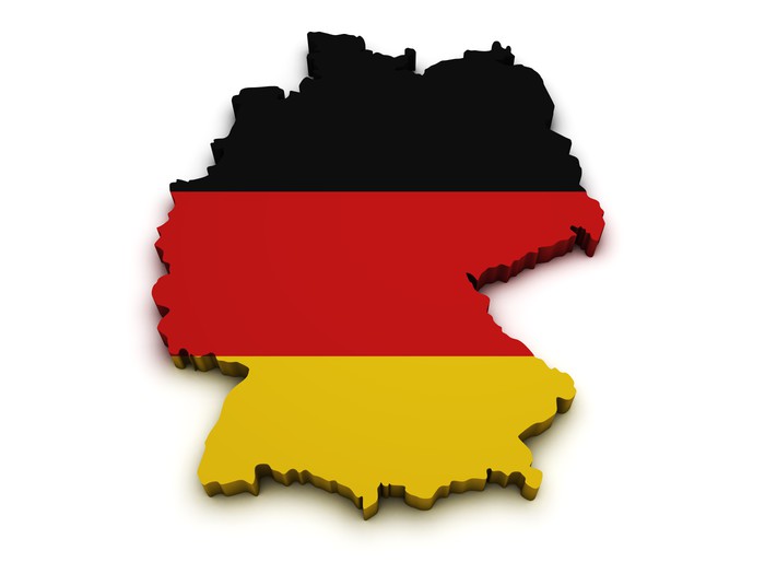 Vinilo Pixerstick Bandera de Alemania forma de mapa • Pixers® - Vivimos