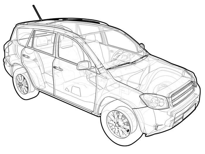 Naklejka Ilustracja perspektywicznym Toyota RAV4 • Pixers