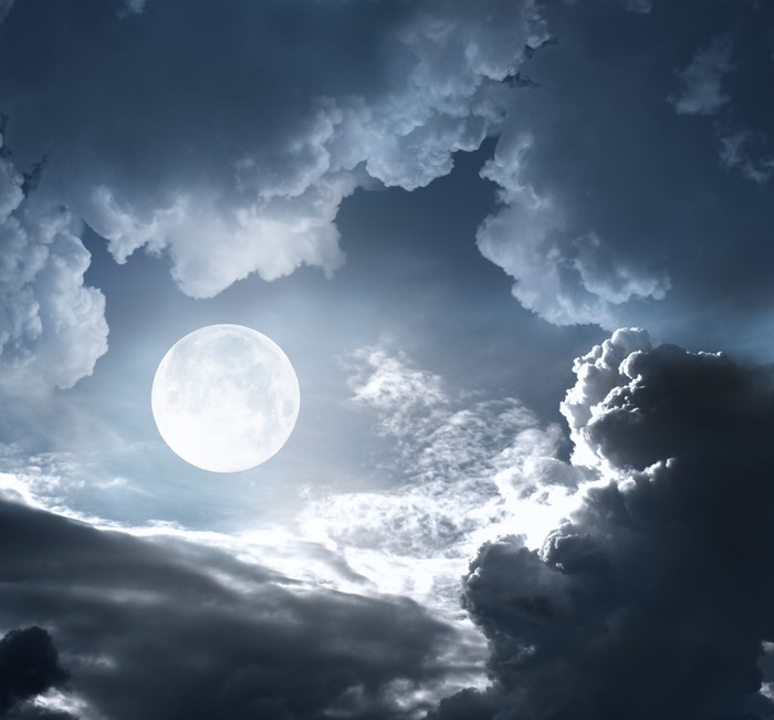 night sky with moon and clouds Wall Mural • Pixers® • We live to change