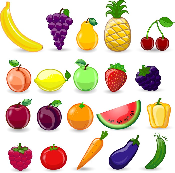 Vinilo Pixerstick Frutas y verduras de dibujos animados • Pixers