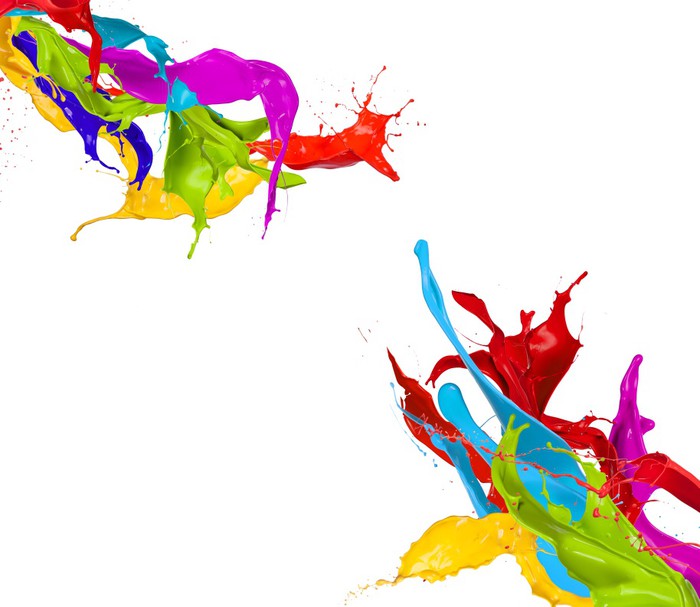 Fotomural Salpicaduras de pintura de colores aislados sobre fondo