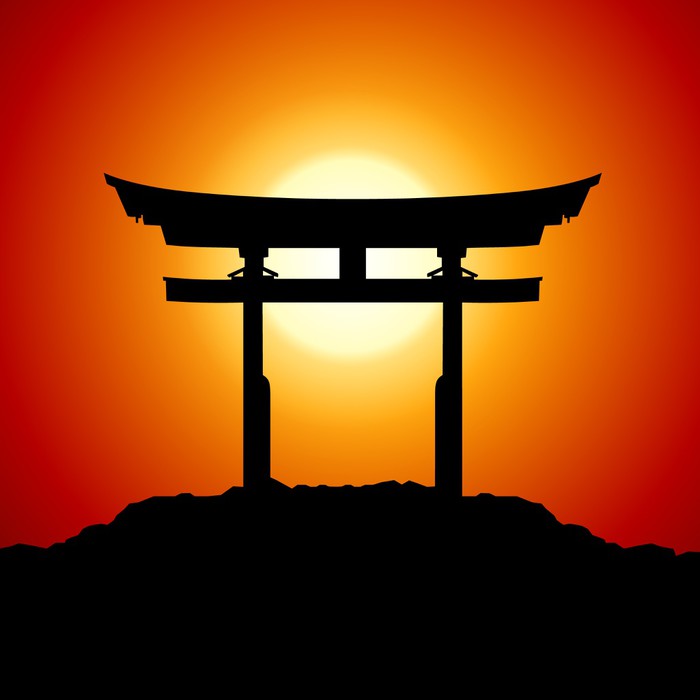 Sunset with japan gate Wall Mural • Pixers® • We live to change