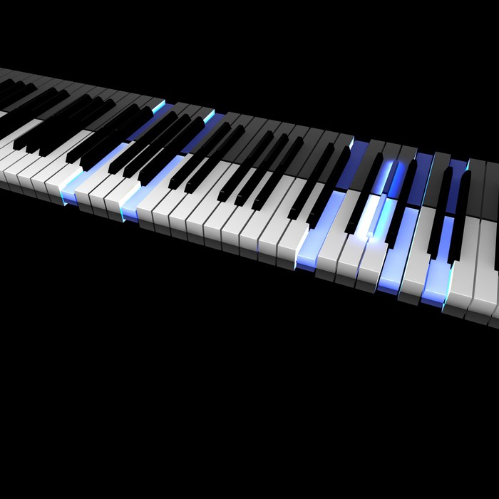 Fotobehang 3D piano toetsenbord met verlichting geduwd toetsen ... Fotobehang 3D piano toetsenbord met verlichting geduwd toetsen ...