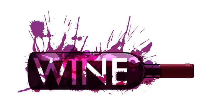 Carta da parati bottiglia di vino fatta di macchie di colore ... Macchie di vino