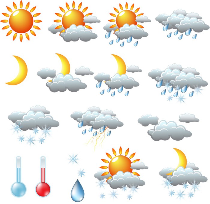 Sticker Ic nes m t o soleil nuages  de pluie   Pixers 