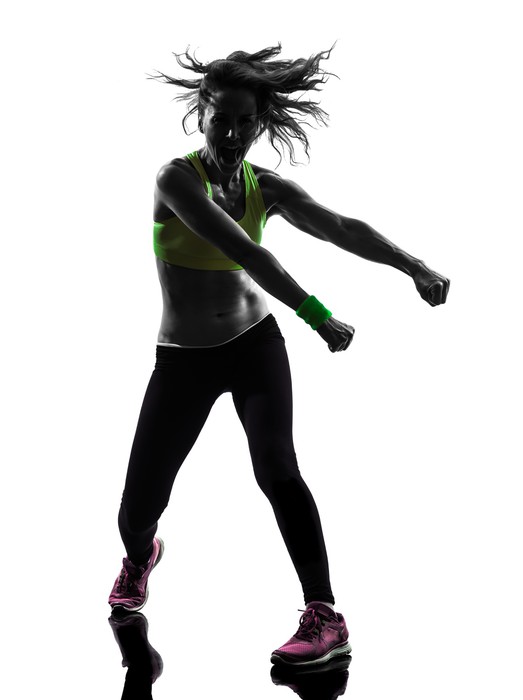 Fotomural Mujer en el ejercicio de fitness Zumba baile silueta • Pixers