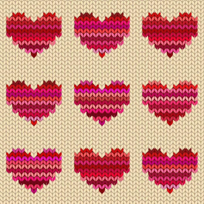 trekant quagga træt Plakat Problemfri strikket mønster med hjerter - PIXERS.DK