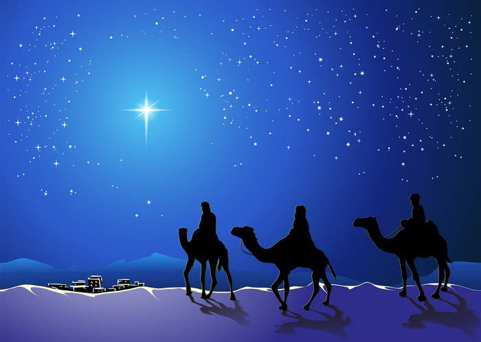 Christmas story. Three wise men go for the star of Bethlehem Wall Mural ...