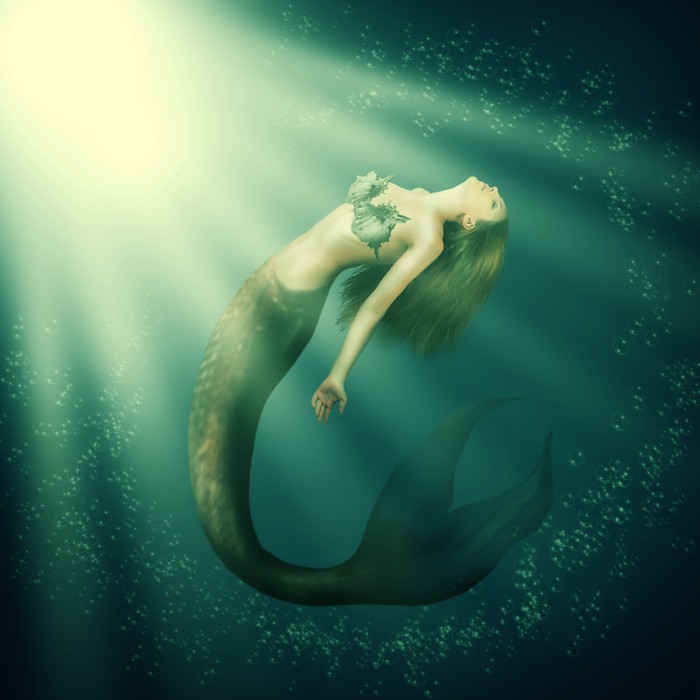 Poster Fantasy bella donna sirena con la coda 