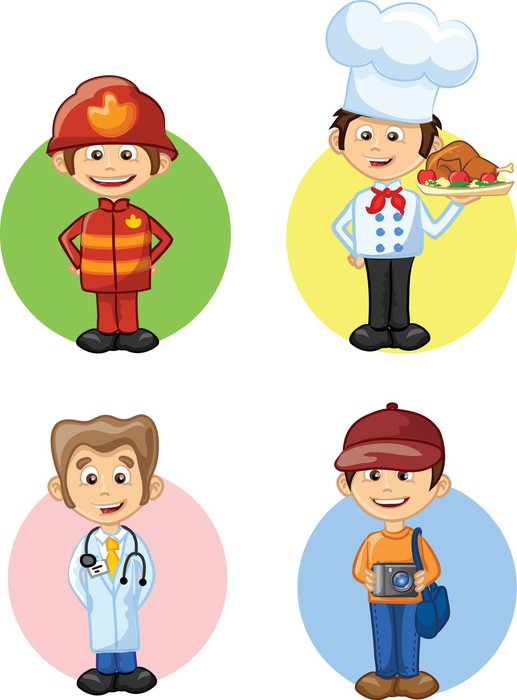 Fotomural Personajes de dibujos animados de diferentes profesiones