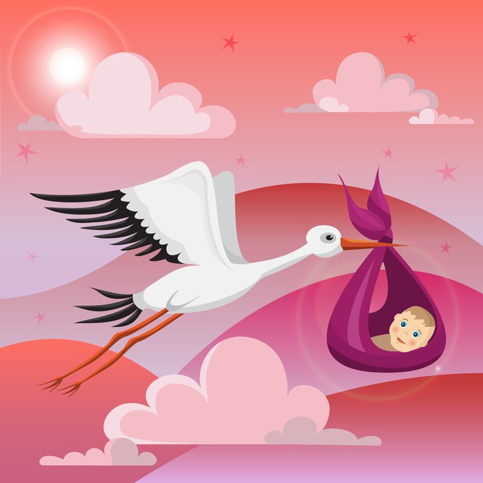 Sticker Pour Porte Cigogne Avec Bebe Pixers Nous Vivons Pour Changer