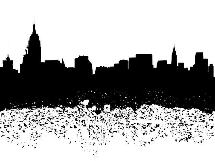 New York Skyline Grunge Silhouette Ilration Wall Decal Pixers New York Skyline Grunge Silhouette Ilration Wall Decal Decals