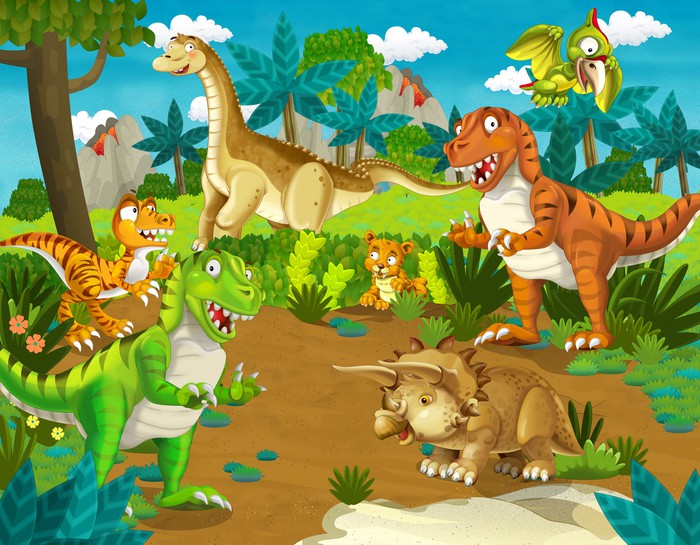 The dinosaur land - illustration for the children Wall Mural • Pixers ...