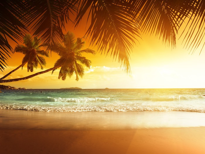 Sunset On The Beach Of Caribbean Sea Wardrobe Sticker Pixers