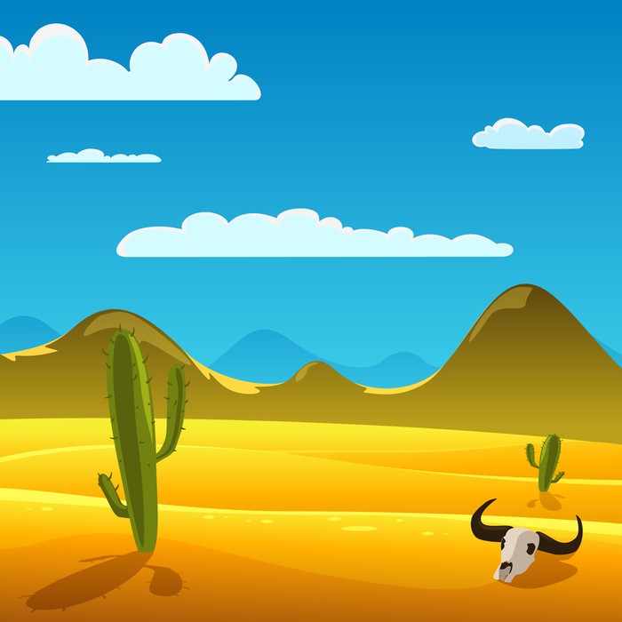 Vinilo Pixerstick Paisaje de dibujos animados del desierto • Pixers
