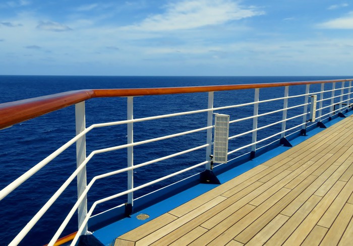 Cruise ship deck and rail overlooking the sea Wall Mural ...