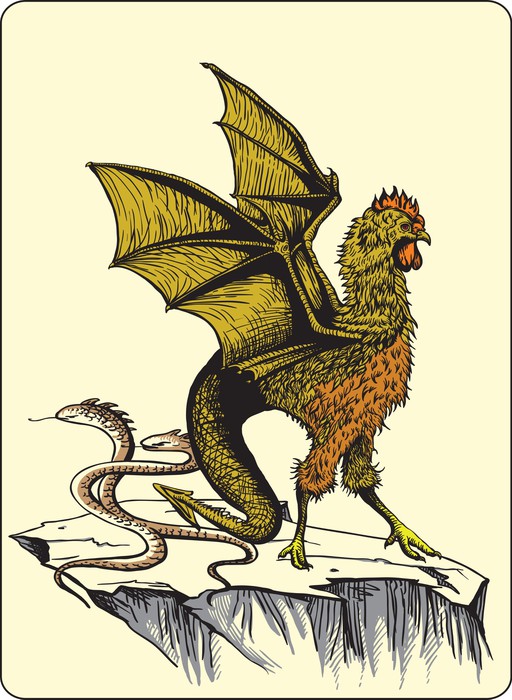 Poster Basilisk - is a legendary reptile. Hand drawing. - PIXERS.US