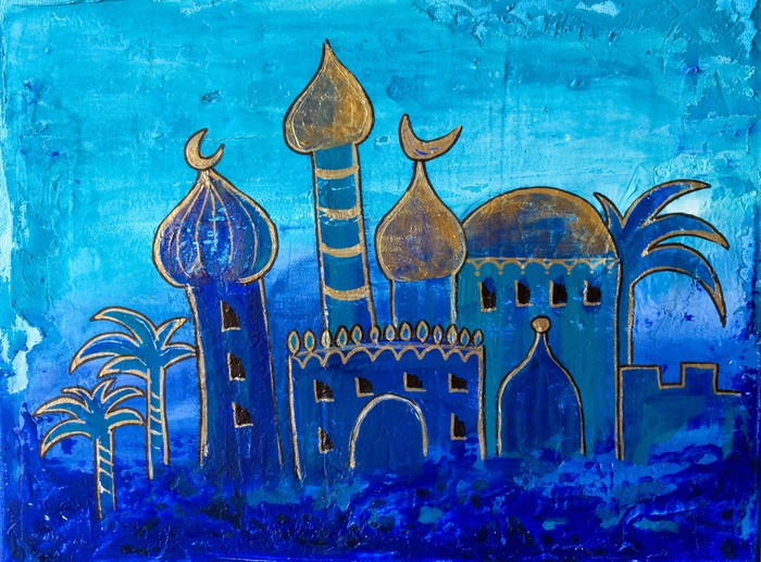 Fototapete Gemalte orientalische Stadt • Pixers® - Wir leben, um zu