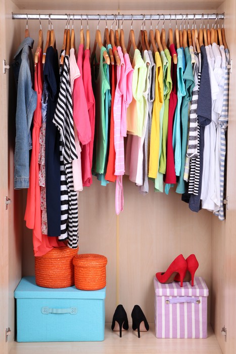 Colorful Clothes Hanging In Wardrobe Wall Mural Pixers We Live Colorful Clothes Hanging In Wardrobe Vinyl Wall Mural Fashion