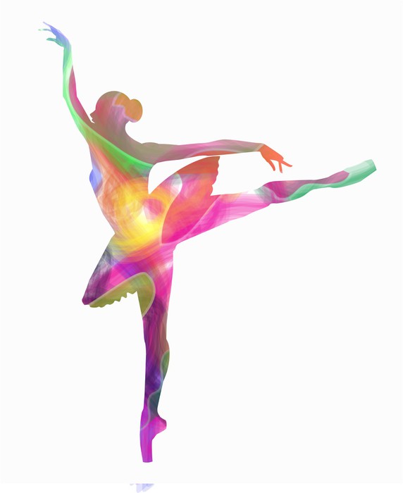 Fotomural Silueta de la bailarina compone de colores • Pixers