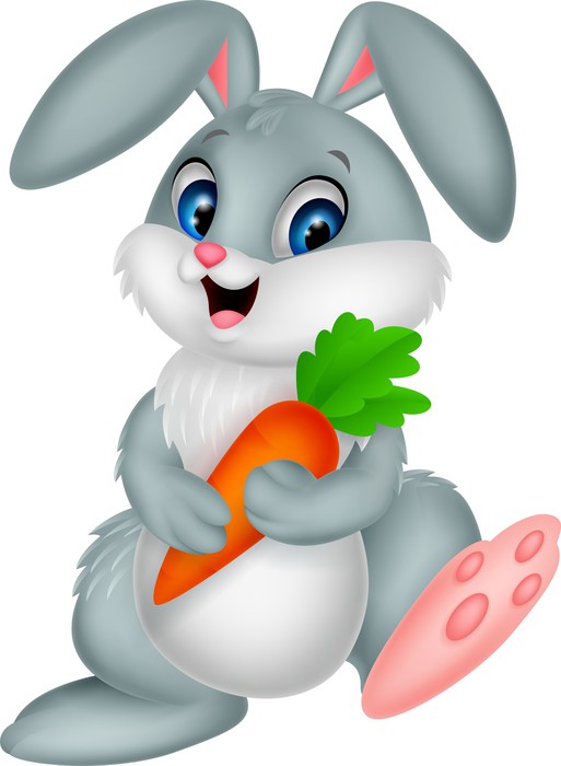 Happy rabbit holding carrot Wall Mural • Pixers® • We live to change