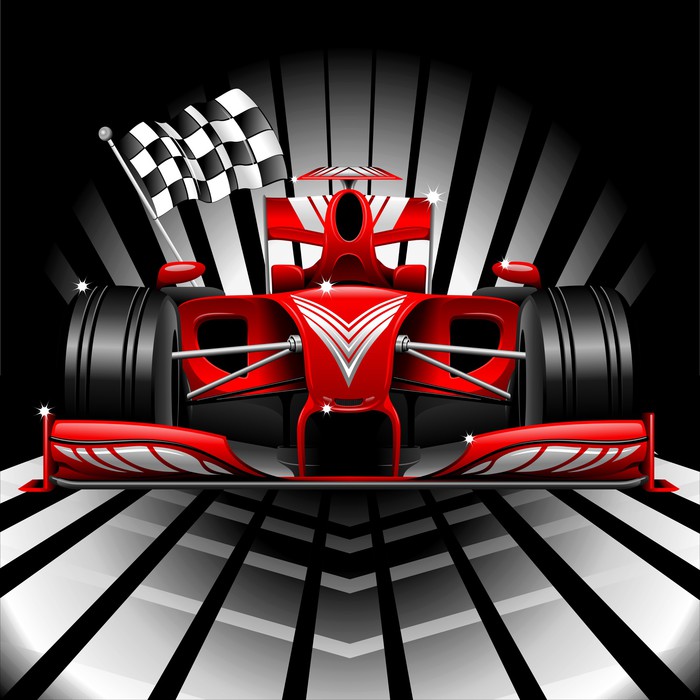 Fotomural Fórmula 1 Red de carreras de coches y la bandera ...