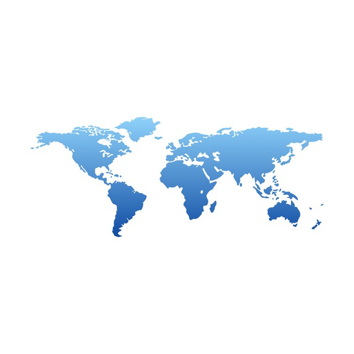 Vinilo Pixerstick Mapa del mundo - silueta azul degradado aislado