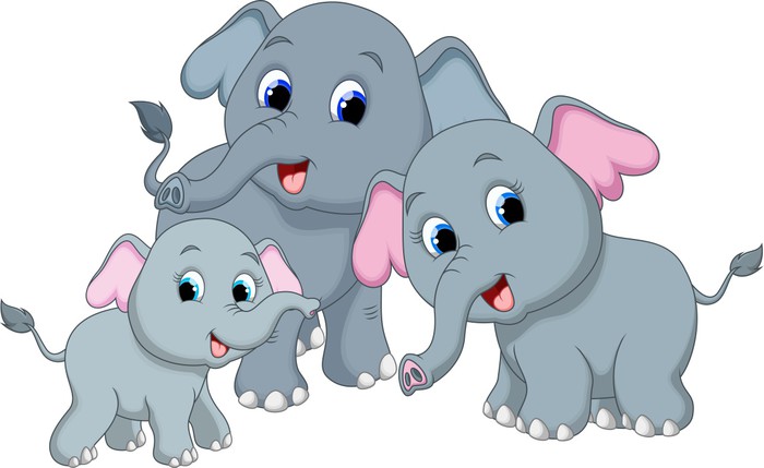 Fotomural De dibujos animados lindo de la familia del elefante • Pixers