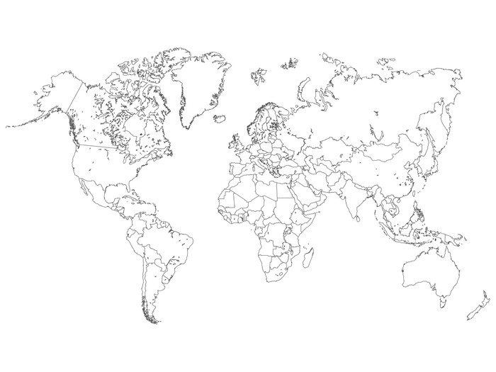 Fotomural Mapa del mundo Ilustración de contorno • Pixers® - Vivimos