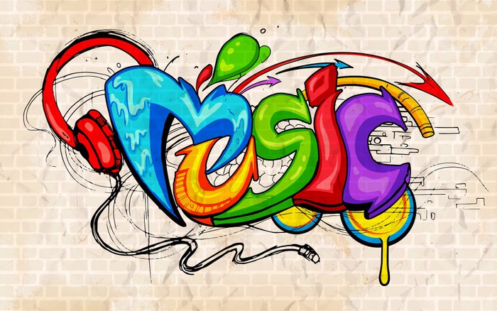 Graffiti style Music background Wall Mural • Pixers® • We 