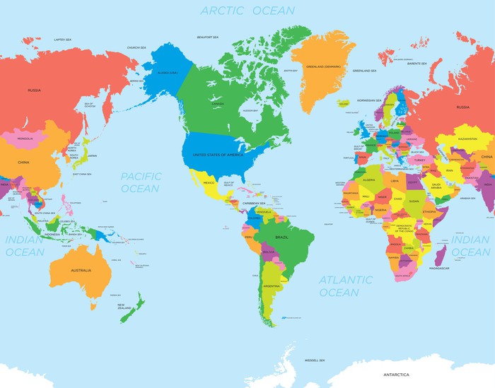 Fototapet Amerikansk karta värld • Pixers® - Vi lever för förändring