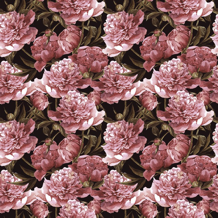 Fototapete Seamless Aquarell Hintergrund mit rosa Pfingstrosen • Pixers