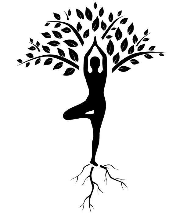 Yoga Tree Pose Silhouette Vinyl Wall Mural Yoga Tree Pose Silhouette Vinyl Wall Mural