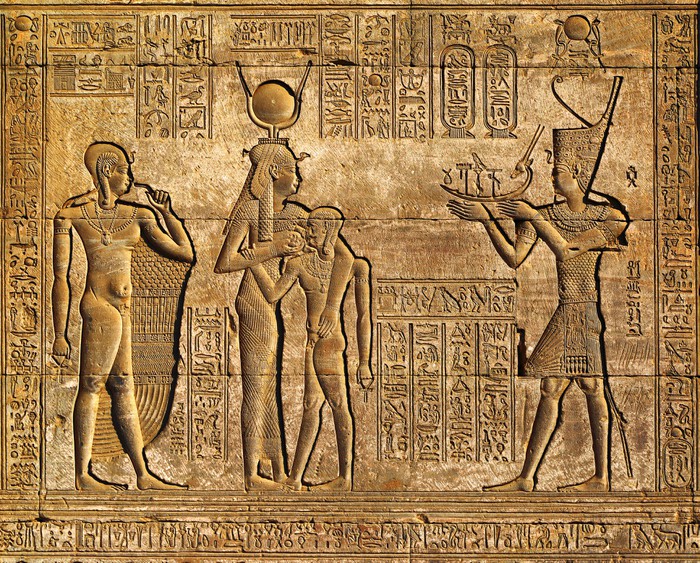 Hieroglyphic Carvings In Ancient Egyptian Temple Wall Mural • Pixers