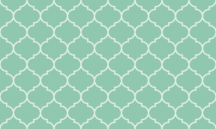 Seamless turquoise wide moroccan pattern vector Self-Adhesive Wall Mural -